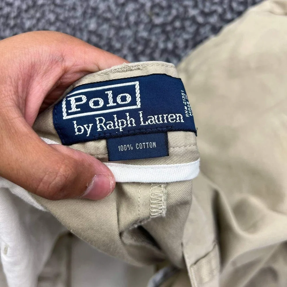 Vintage Polo Ralph Lauren Chino Shorts Men 36 Tan 100% Cotton Classic Fit